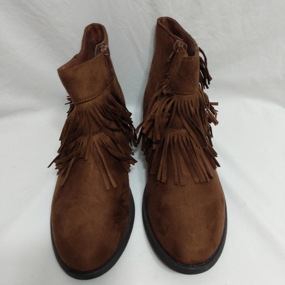 WOMEN'S BOOTIES SIZE 10 BROWN TASSELS ANKLE BOOTS